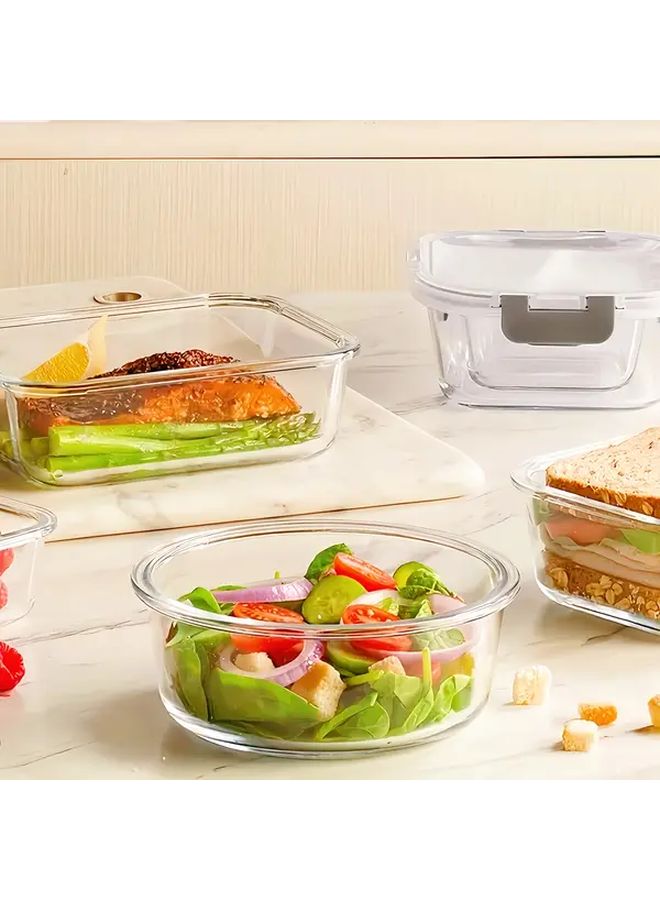 8pcs Black 24 35oz Glass Food Storage Containers with Lids Microwave Oven Dishwasher Safe - Image 4